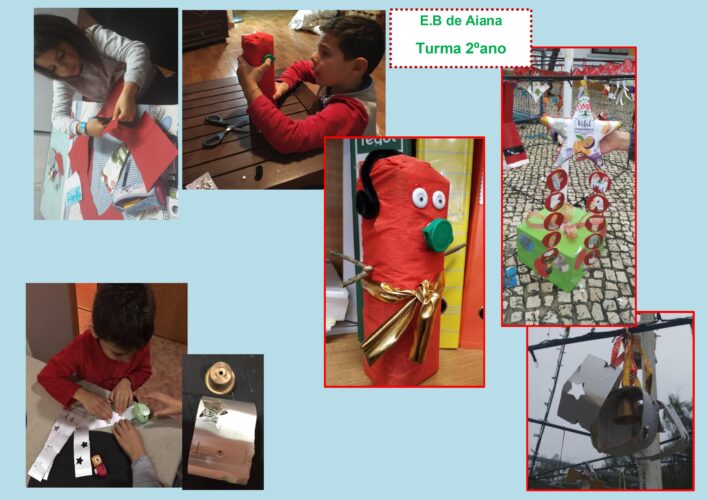 Enfeites da E.B de Aiana ( Agrupamento de escolas Navegador Rodrigues Soromenho- Sesimbra) realizados pelos alunos do 2º ano.