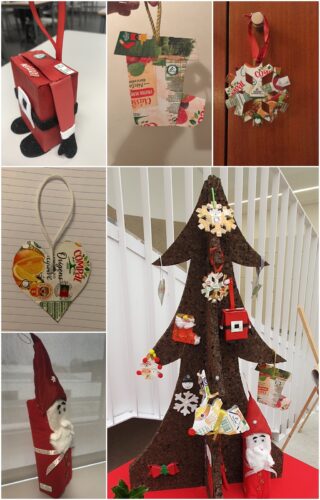Árvore de Natal em cortiça e pormenores decorativos
